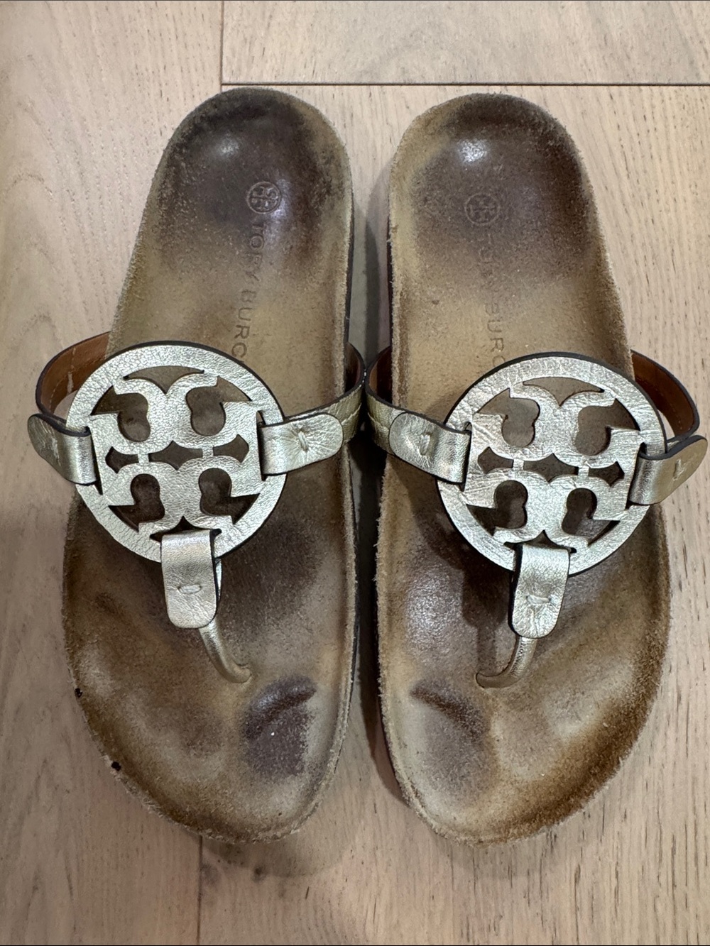 Tory Burch Miller Cloud Metallic Gold Sandals